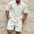 Garrison | Men's Short Sleeve Polo Half Zip Textured Two Piece Set