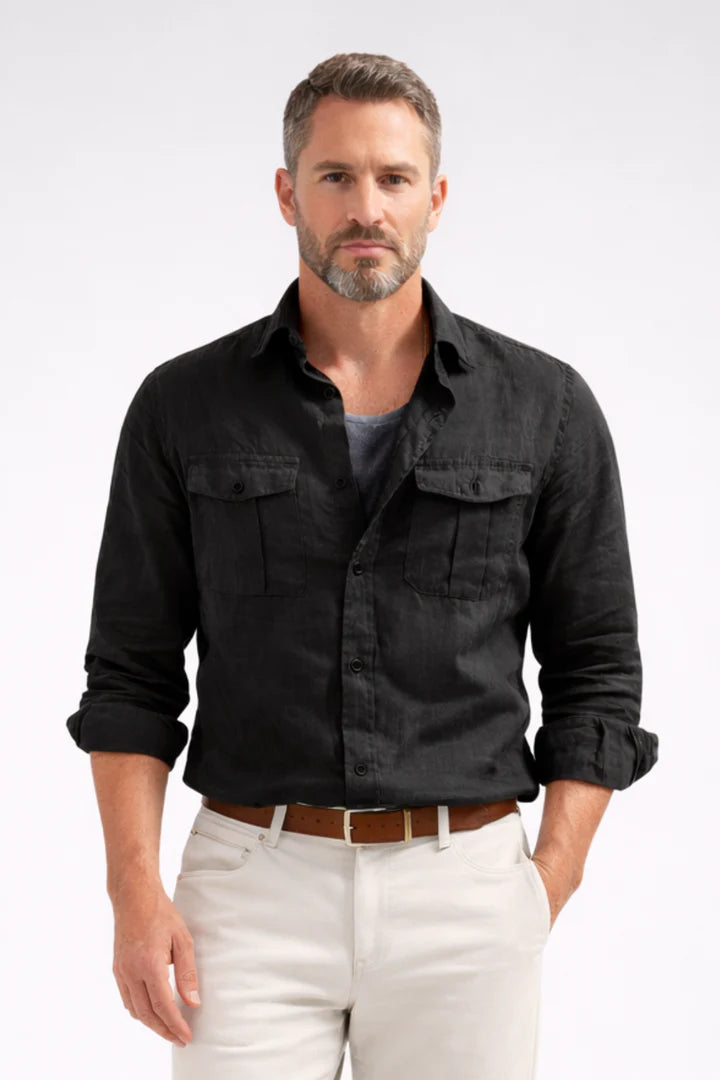 Gaspard | Men’s Pocketed Button Front Long Sleeve Shirt