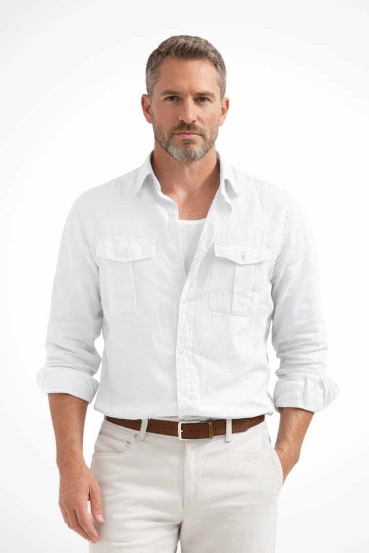 Gaspard | Men’s Pocketed Button Front Long Sleeve Shirt