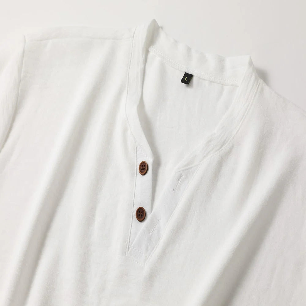 Gaston | Men's V-Neck Button Front Short Sleeve Summer T Shirt