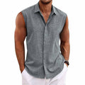 Gedeon | Men's Pointed Collar Sleeveless Buttoned Summer Shirt