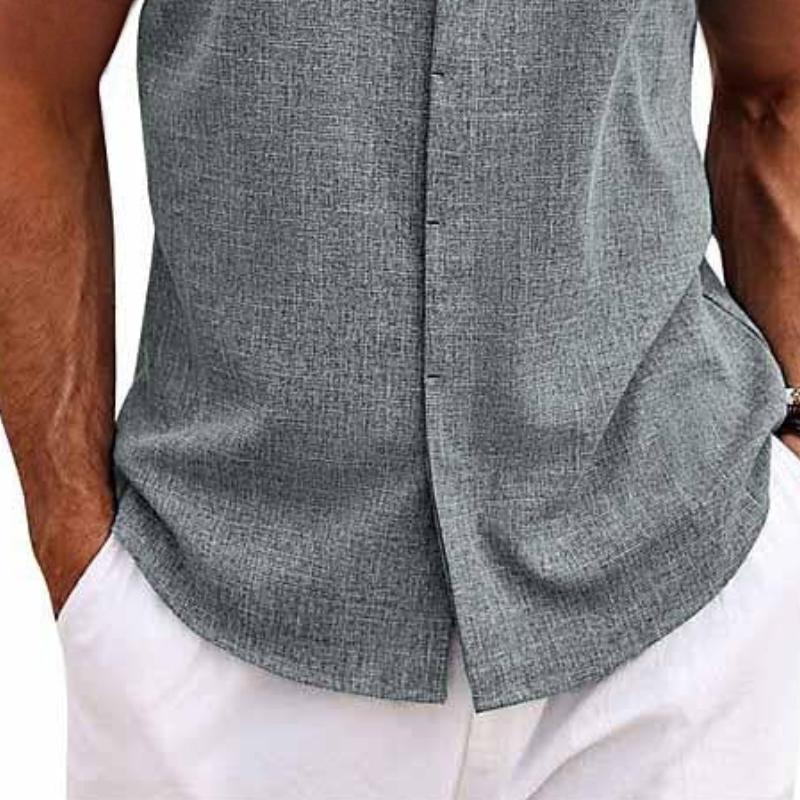 Gedeon | Men's Pointed Collar Sleeveless Buttoned Summer Shirt