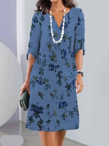 Genesis | Women’s V Neck Floral A Line Wedding Guest Dress