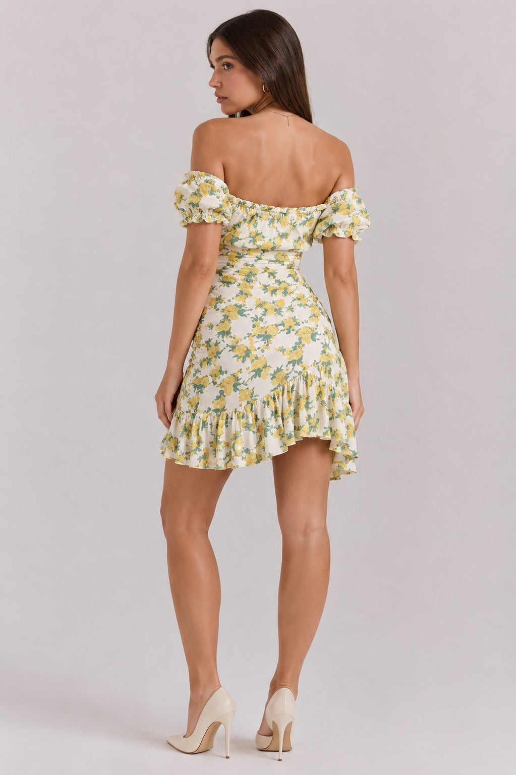 Genevieve | Women’s Floral Print Asymmetric V Neck Mini Dress