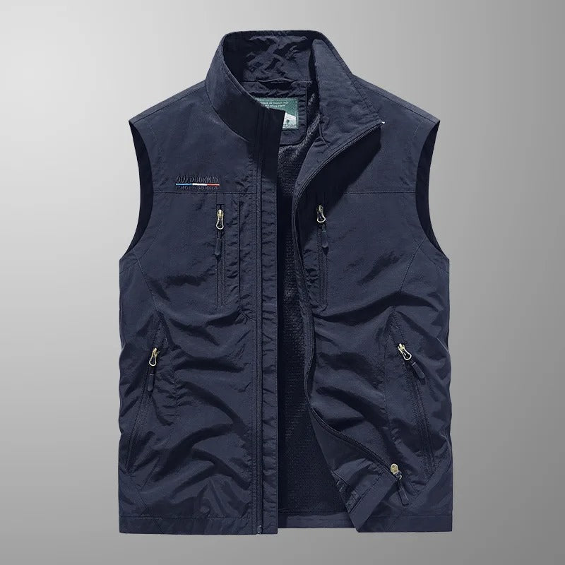 Geoffrey | Men’s Sleeveless Stand Collar Cargo Utility Vest