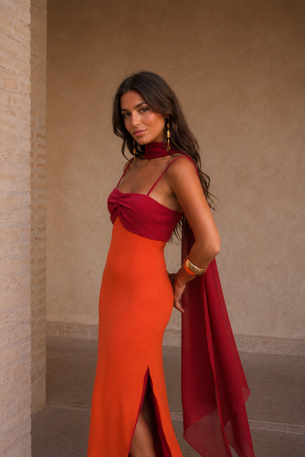 Gloria | Women’s High Slit Square Neck Draped Maxi Dress