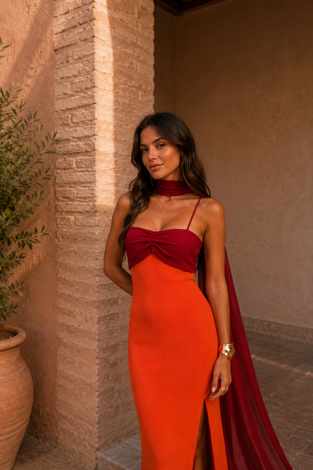 Gloria | Women’s High Slit Square Neck Draped Maxi Dress
