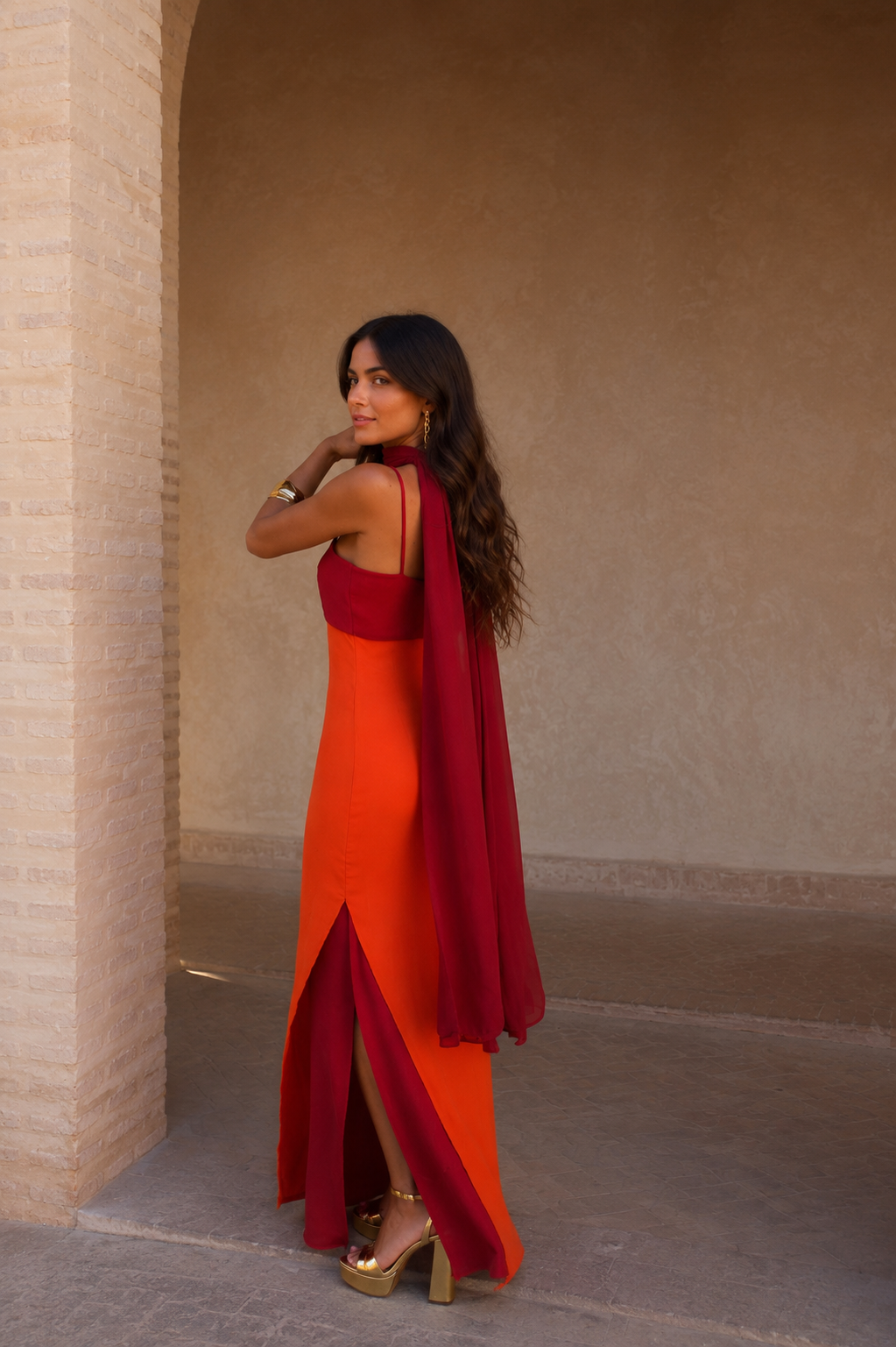 Gloria | Women’s High Slit Square Neck Draped Maxi Dress