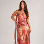 Greta | Women's Printed A Line Off Shoulder Flowy Maxi Dress