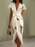 Hannah | Women’s Floral Print V Neck Summer Midi Dress