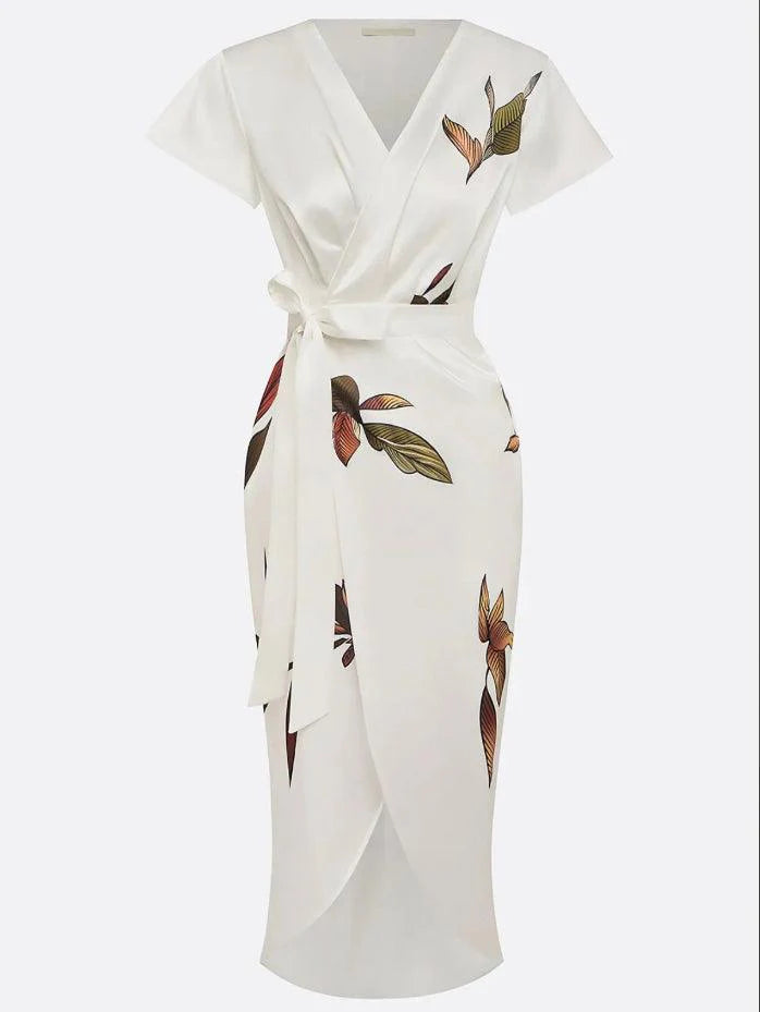 Hannah | Women’s Floral Print V Neck Summer Midi Dress