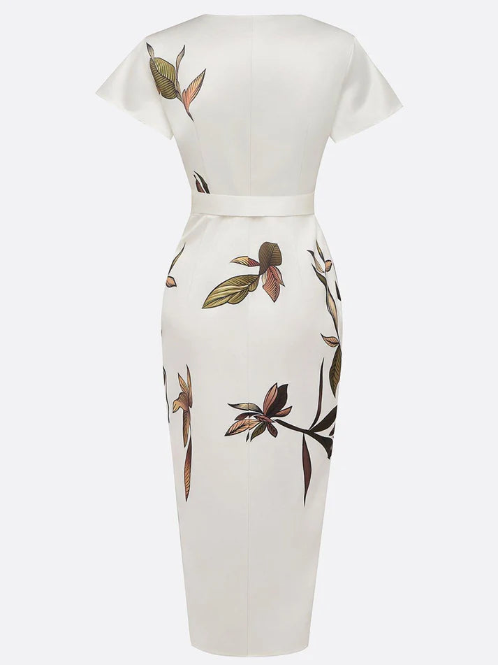 Hannah | Women’s Floral Print V Neck Summer Midi Dress
