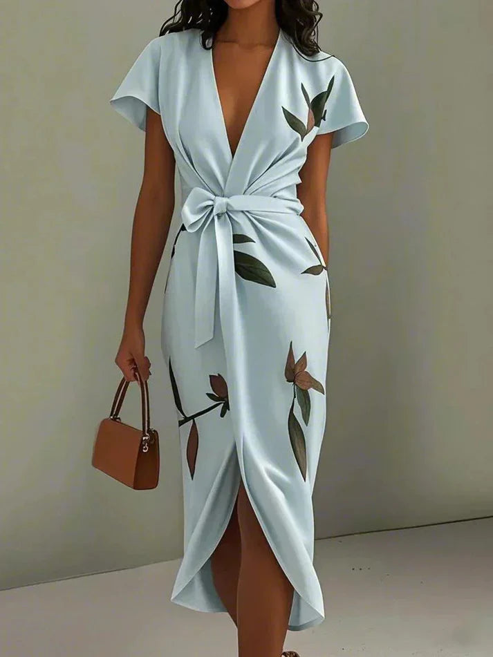 Hannah | Women’s Floral Print V Neck Summer Midi Dress