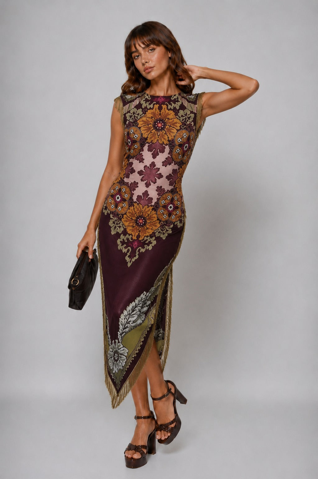 Harriet | Women’s Floral Round Neck Sleeveless Midi Dress