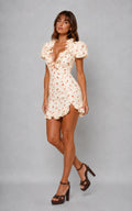 Hattie | Women’s V Neck Puff Sleeve Floral Mini Dress