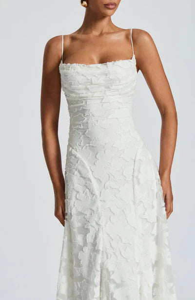 Henrietta | Women’s Low Back Floral Detail Maxi Dress