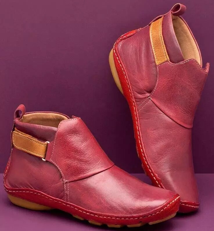 Imogen | Women's Round Toe Buckle Strap Slip On Boots