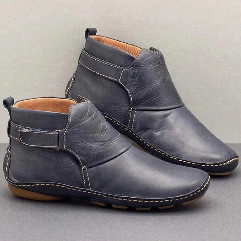 Imogen | Women's Round Toe Buckle Strap Slip On Boots