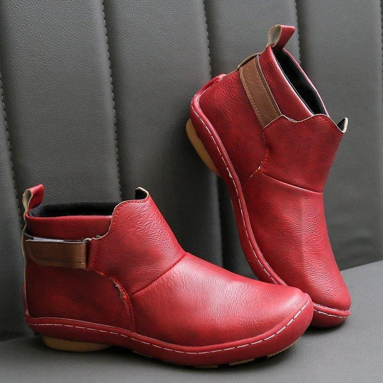 Imogen | Women's Round Toe Buckle Strap Slip On Boots