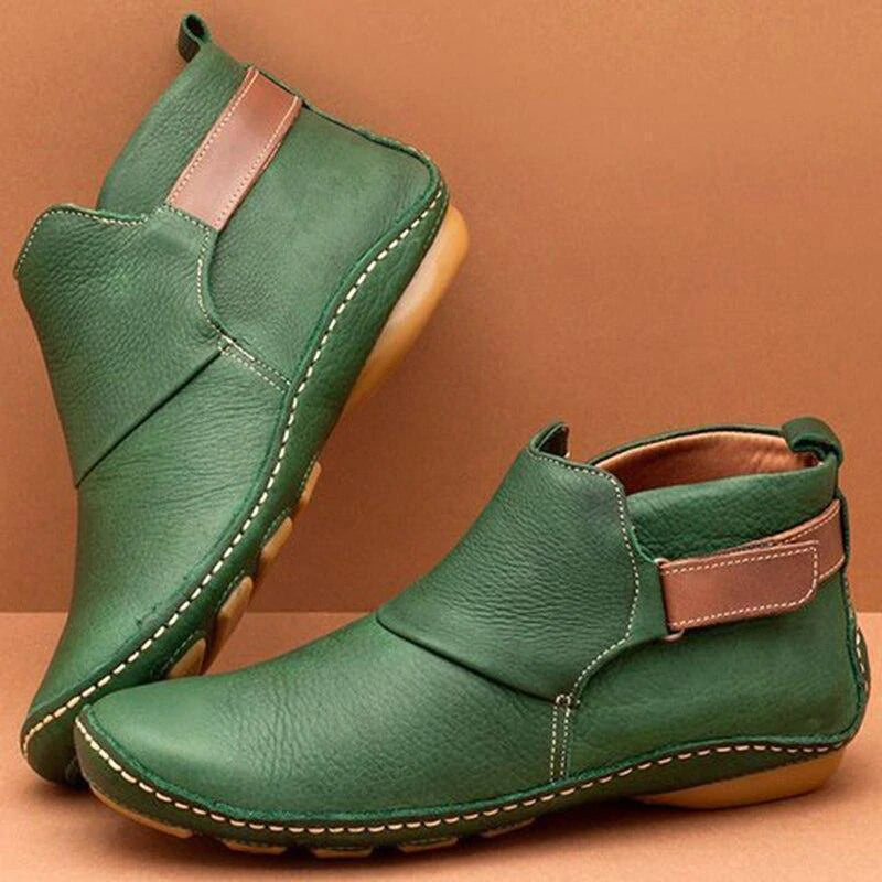 Imogen | Women's Round Toe Buckle Strap Slip On Boots