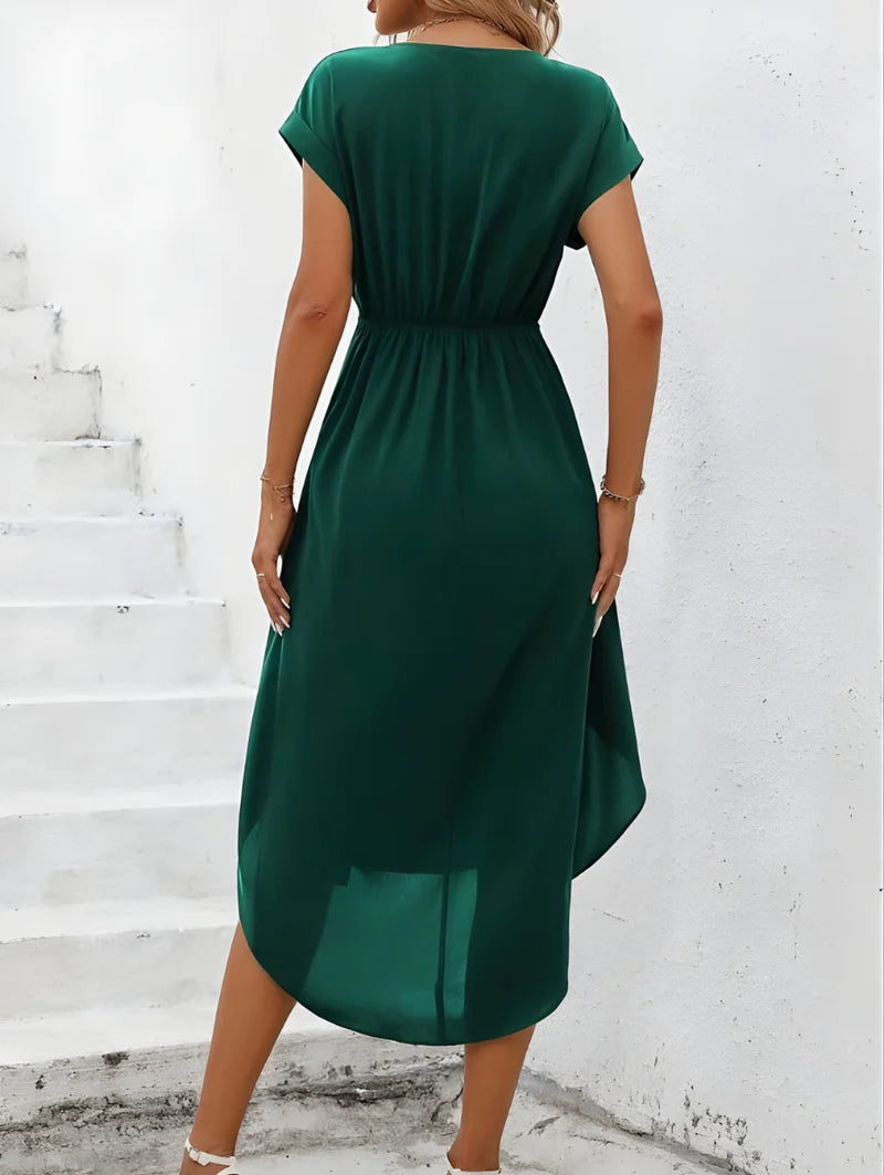 Ivy | Women’s V-Neck Cap Sleeve Waist Tie Summer Dress