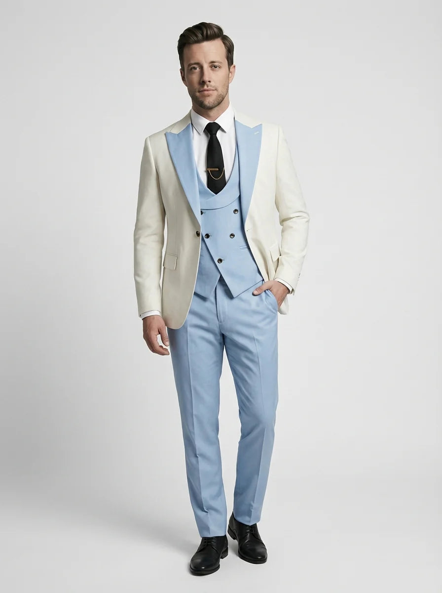 James | Men’s Contrast Lapel Three Piece Wedding Guest Suit