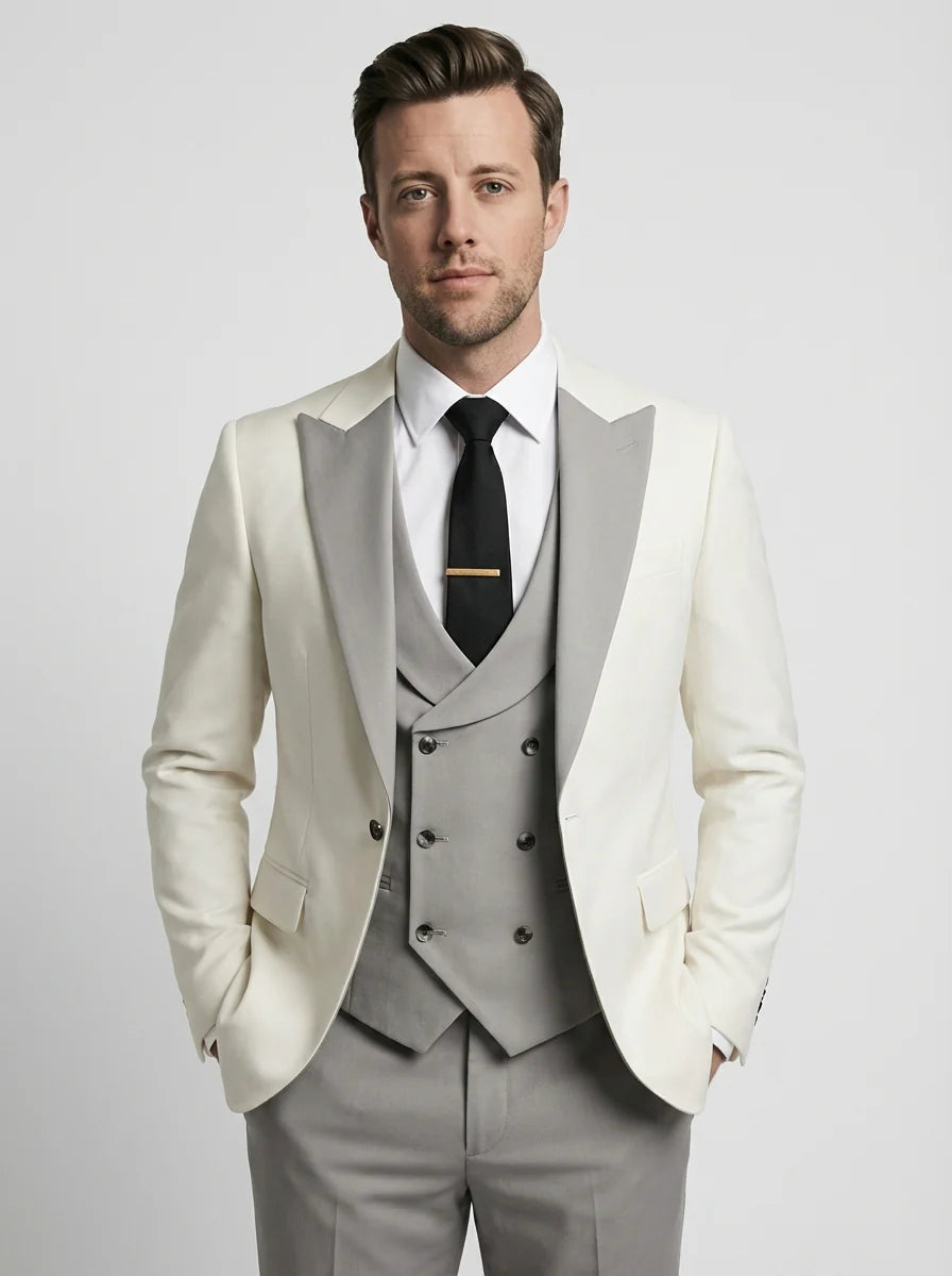 James | Men’s Contrast Lapel Three Piece Wedding Guest Suit