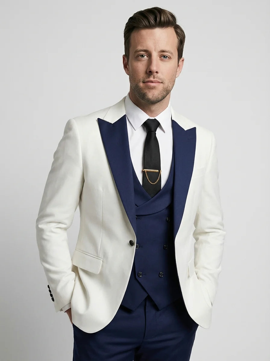 James | Men’s Contrast Lapel Three Piece Wedding Guest Suit