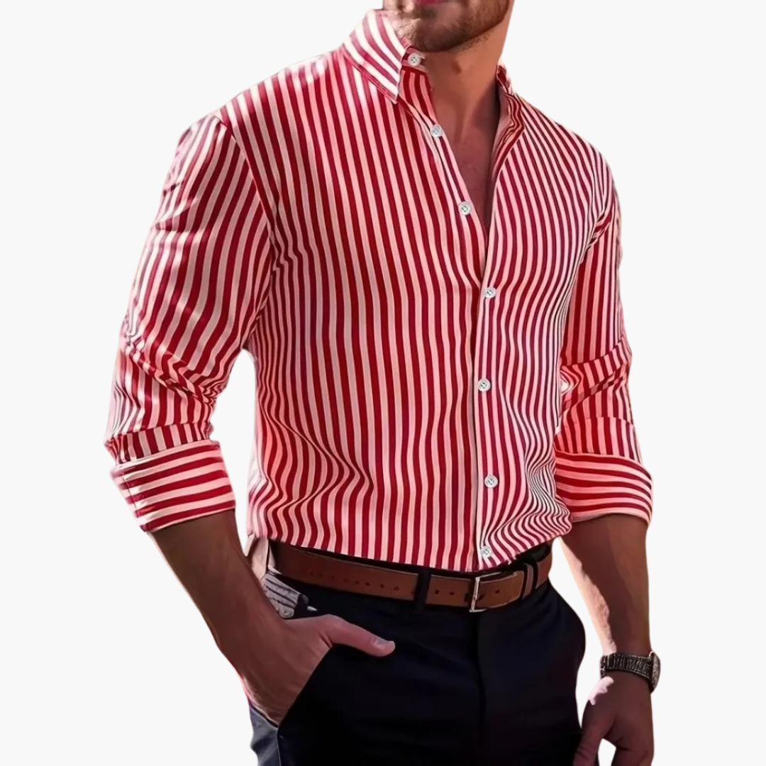 James | Men’s Vertical Stripe Slim Fit Dress Shirt