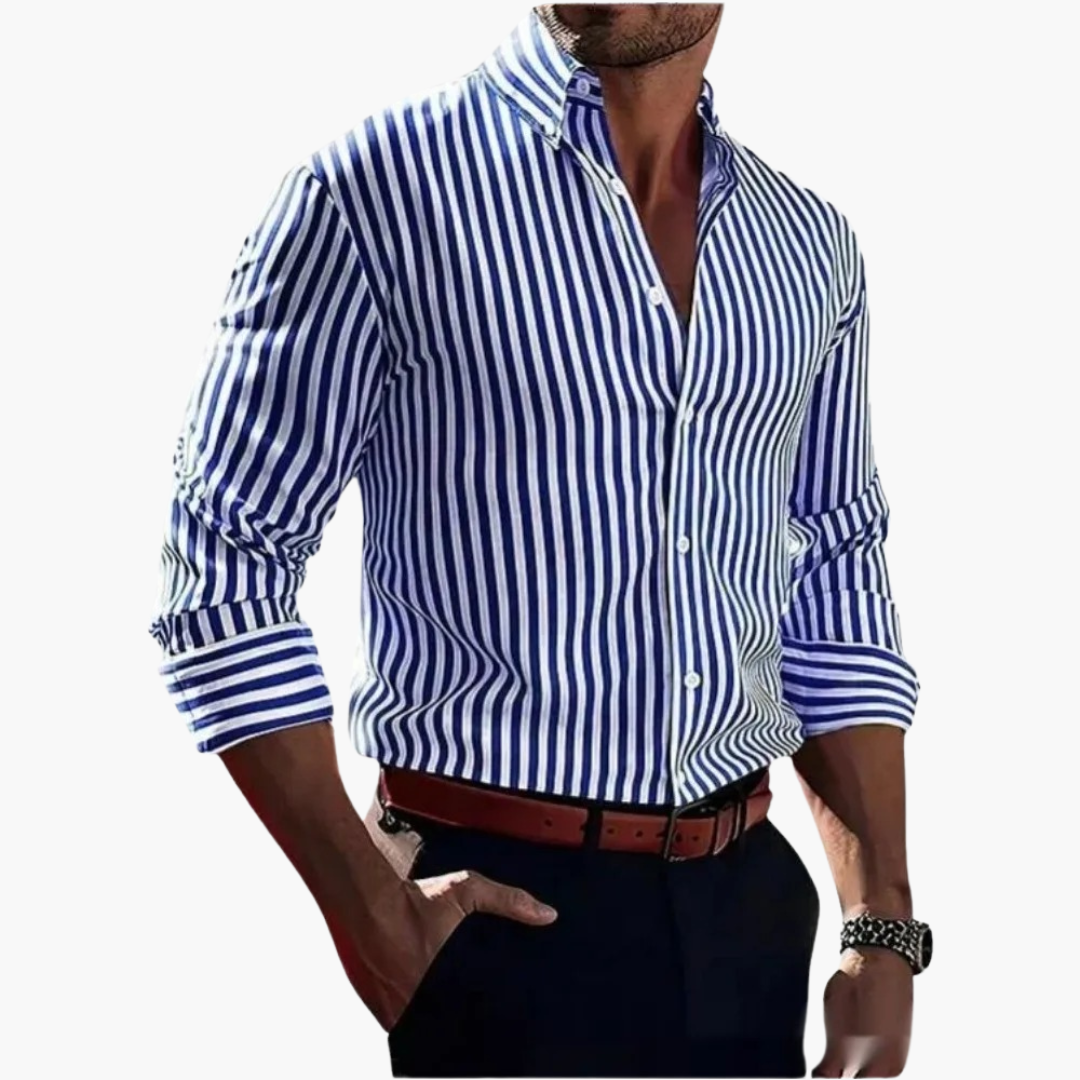 James | Men’s Vertical Stripe Slim Fit Dress Shirt