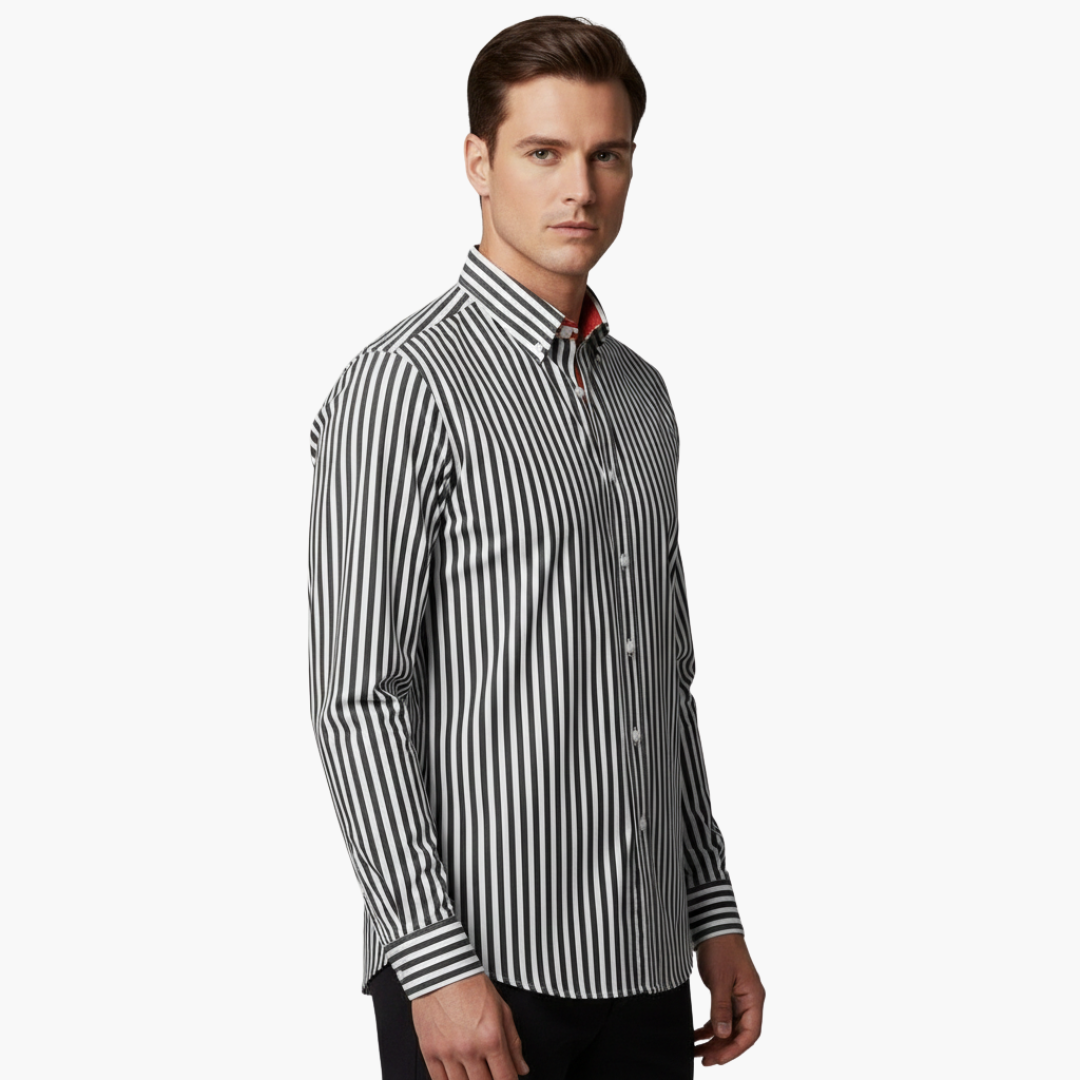 James | Men’s Vertical Stripe Slim Fit Dress Shirt