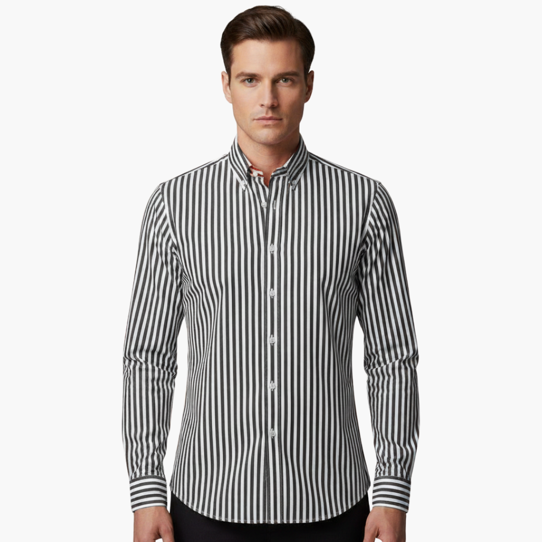 James | Men’s Vertical Stripe Slim Fit Dress Shirt