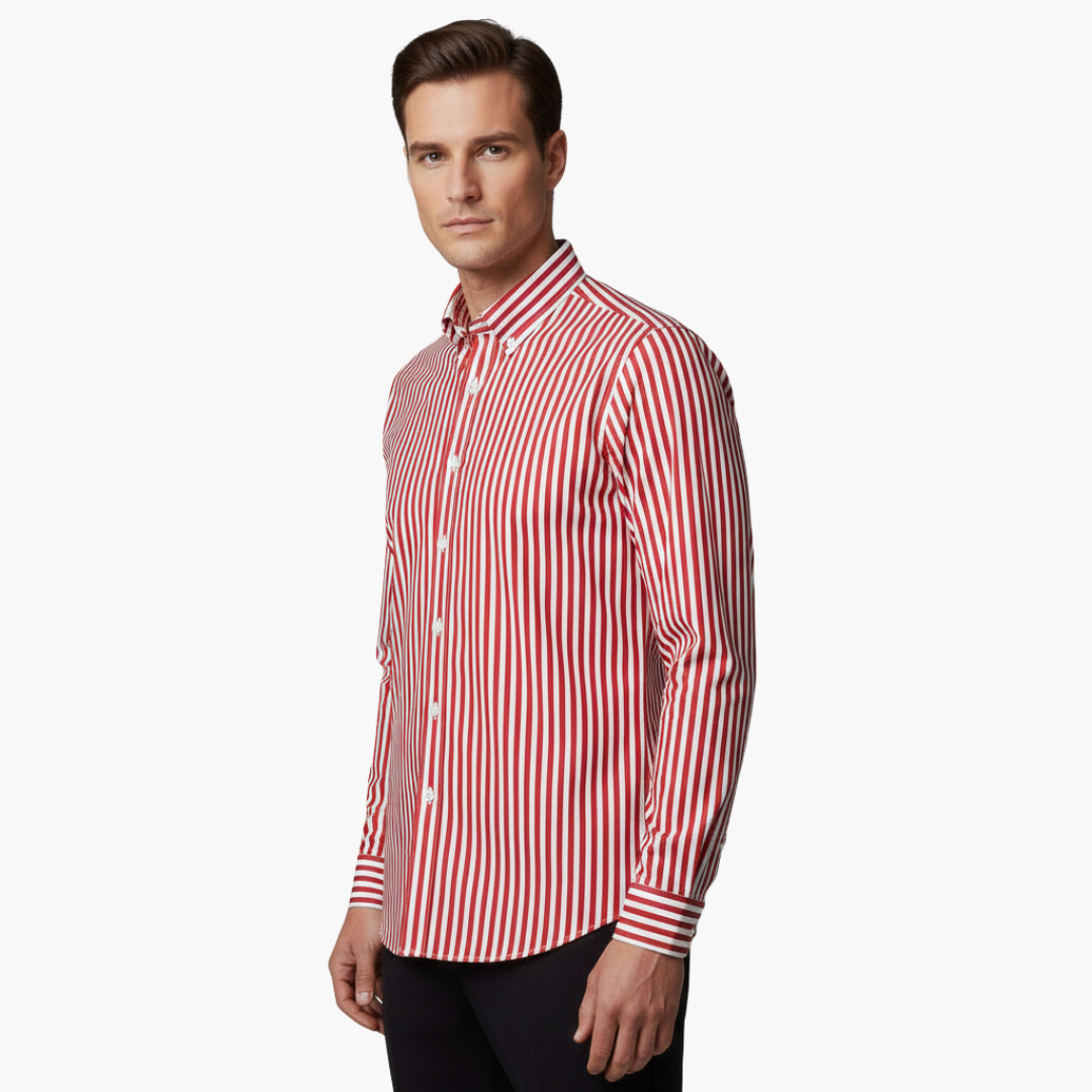 James | Men’s Vertical Stripe Slim Fit Dress Shirt