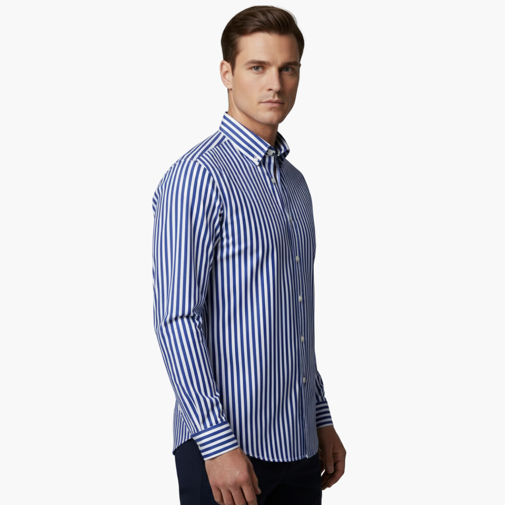 James | Men’s Vertical Stripe Slim Fit Dress Shirt