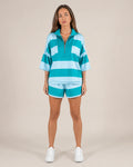 Janie | Women's Zip Front Striped Collared Two Piece Set