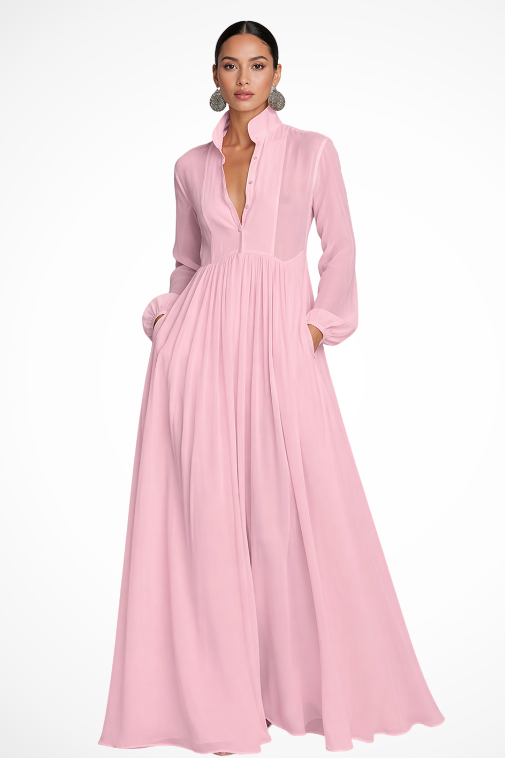Janine | Women's A Line Button Front Wedding Guest Dress