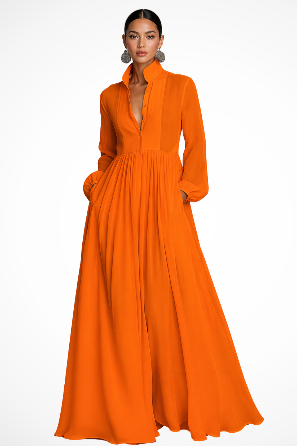 Janine | Women's A Line Button Front Wedding Guest Dress