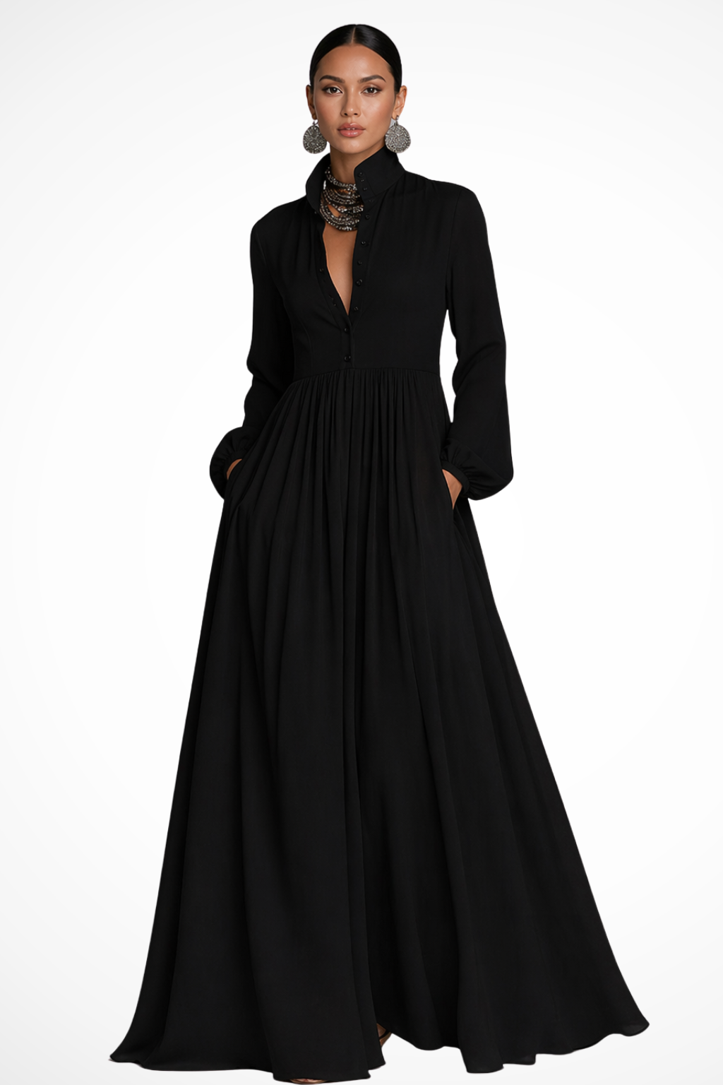 Janine | Women's A Line Button Front Wedding Guest Dress
