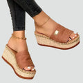 Jeannette | Women's Open Toe Platform Wedge Slip On Slides