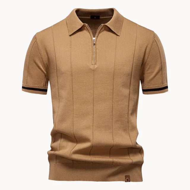 Jefferson | Men's Short Sleeve Zip Front Collared Polo Shirt