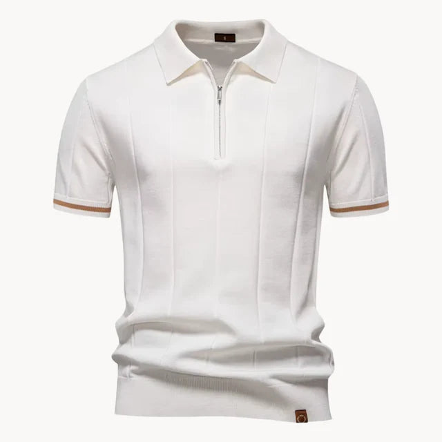 Jefferson | Men's Short Sleeve Zip Front Collared Polo Shirt