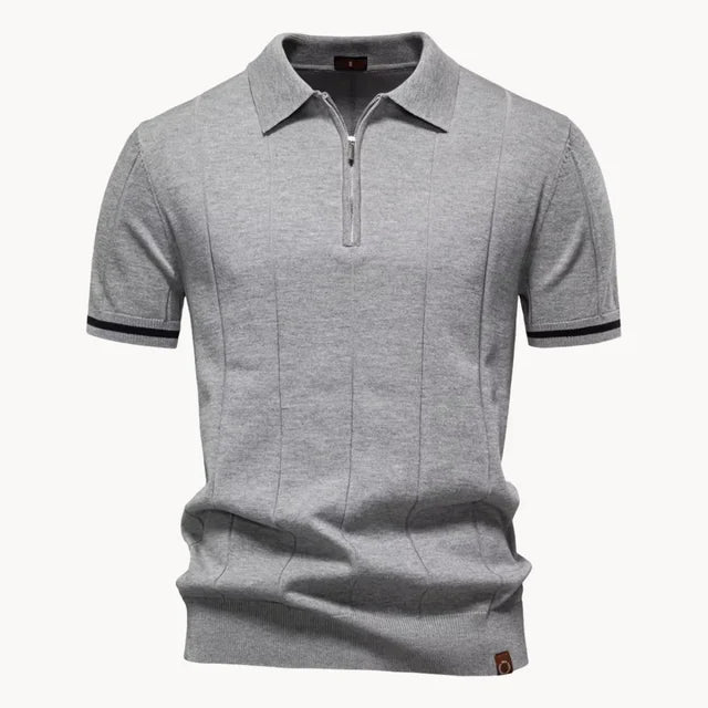 Jefferson | Men's Short Sleeve Zip Front Collared Polo Shirt
