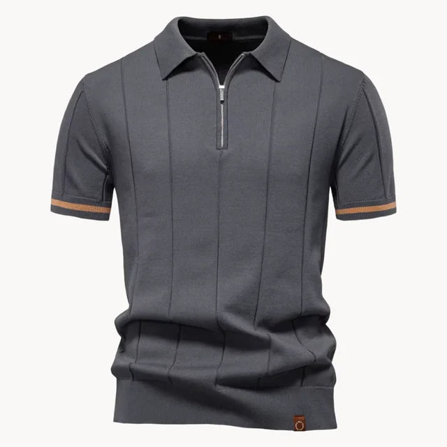 Jefferson | Men's Short Sleeve Zip Front Collared Polo Shirt