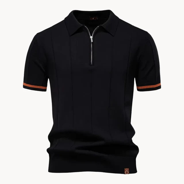 Jefferson | Men's Short Sleeve Zip Front Collared Polo Shirt