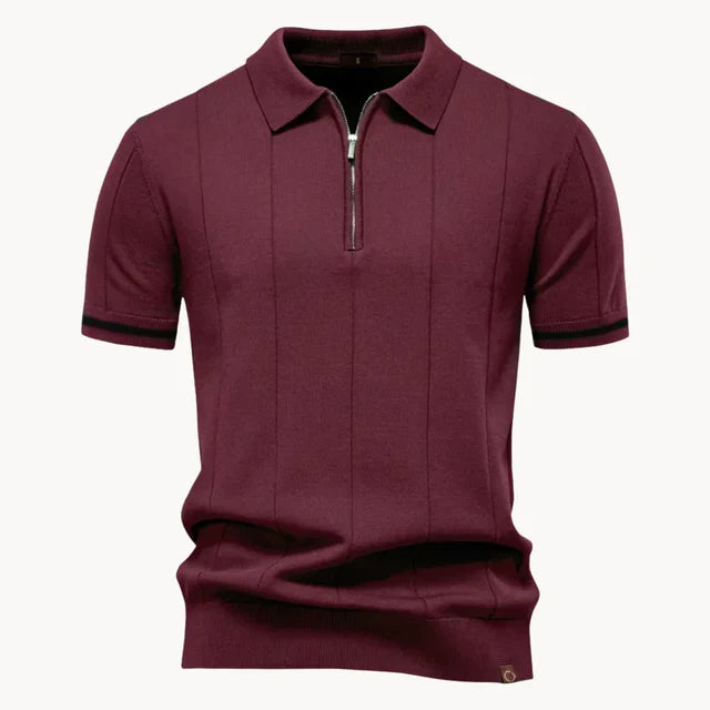 Jefferson | Men's Short Sleeve Zip Front Collared Polo Shirt