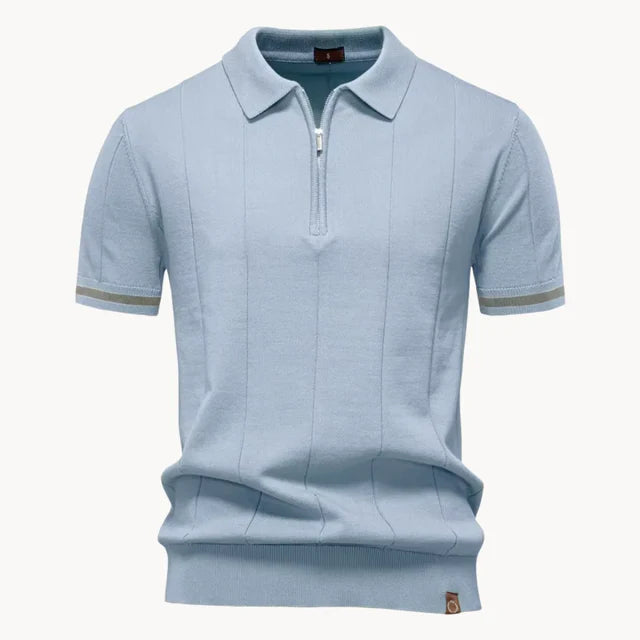 Jefferson | Men's Short Sleeve Zip Front Collared Polo Shirt