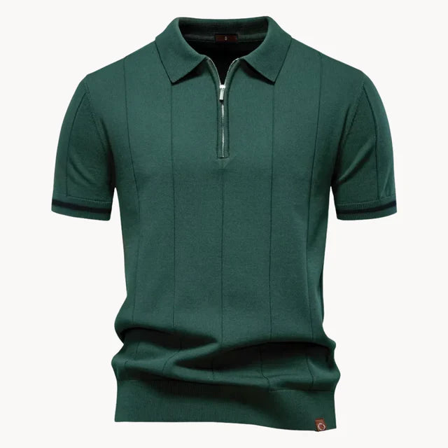 Jefferson | Men's Short Sleeve Zip Front Collared Polo Shirt