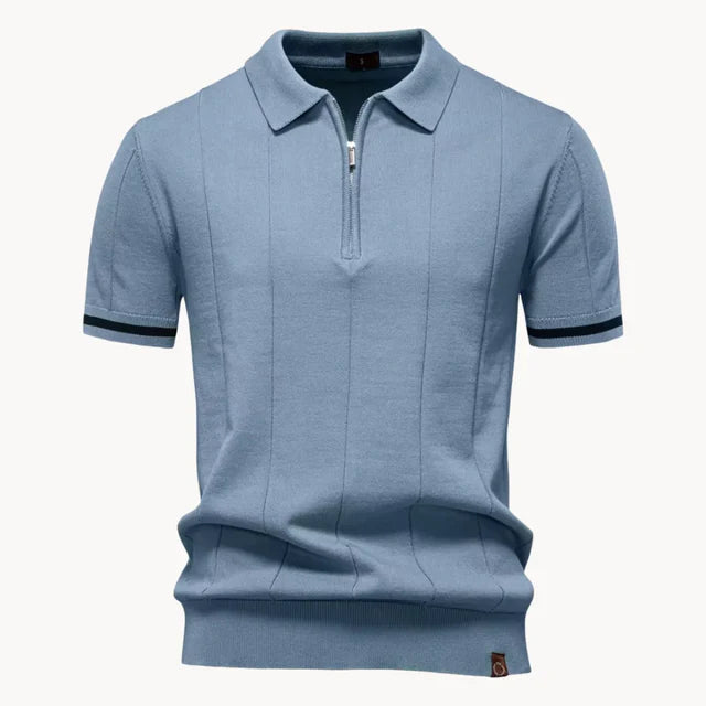 Jefferson | Men's Short Sleeve Zip Front Collared Polo Shirt