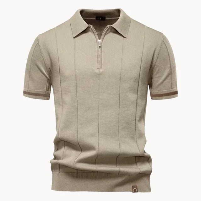 Jefferson | Men's Short Sleeve Zip Front Collared Polo Shirt
