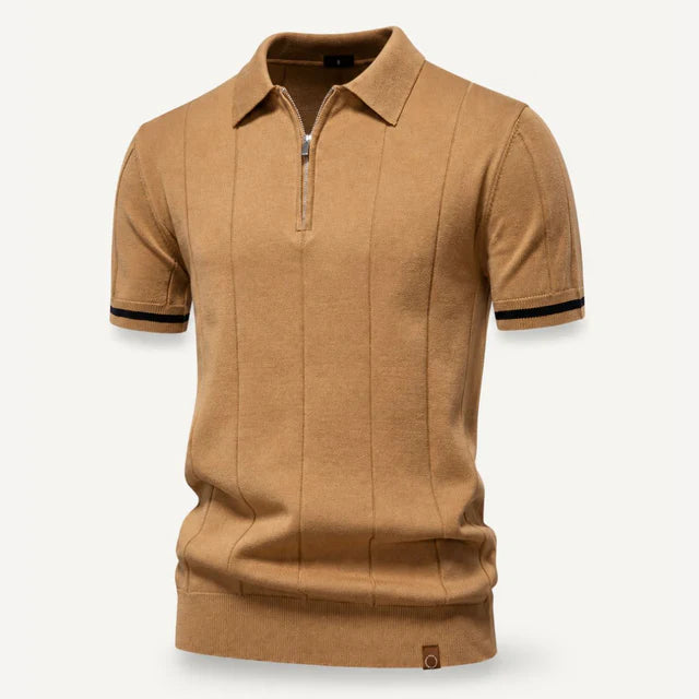 Jefferson | Men's Short Sleeve Zip Front Collared Polo Shirt